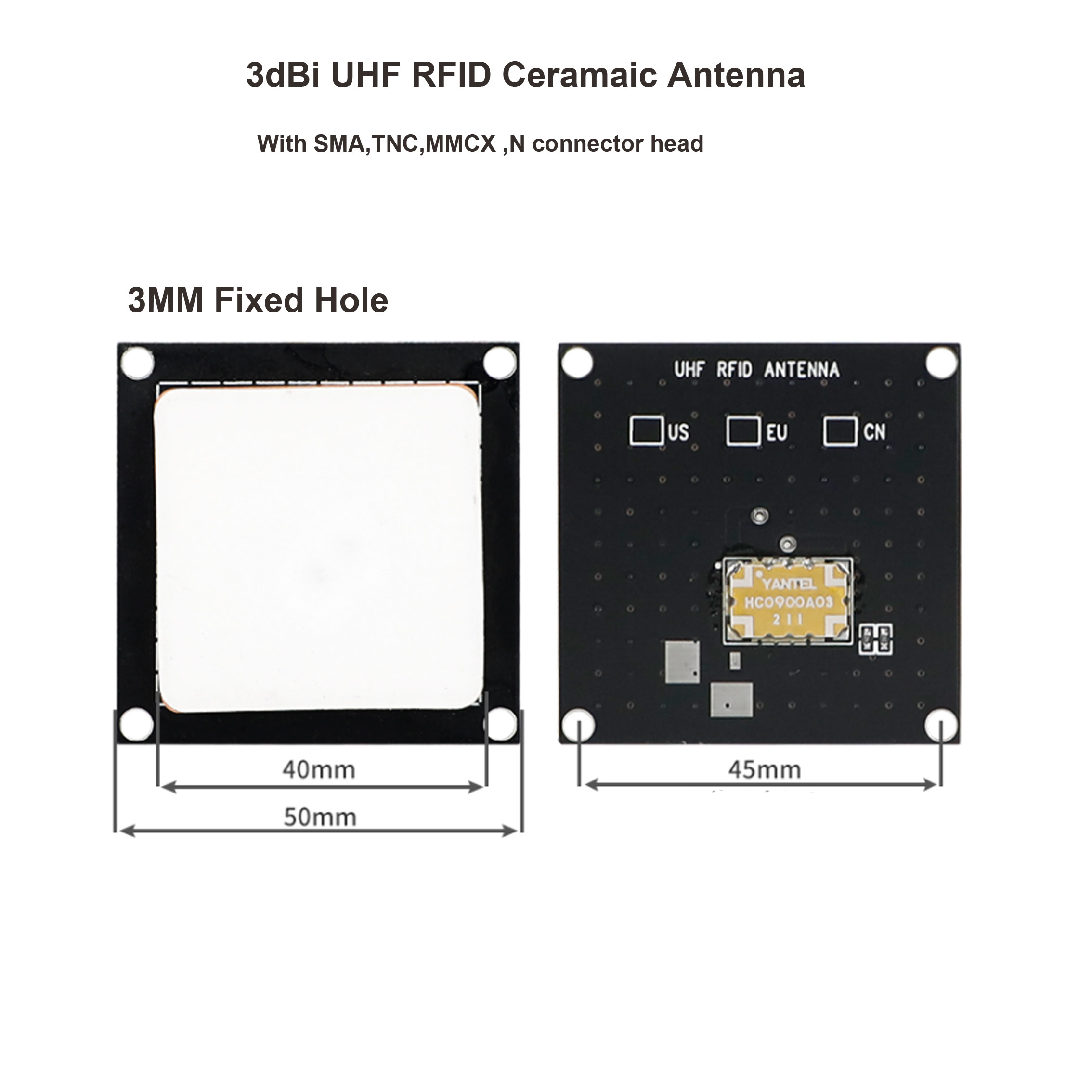 902-928Mhz  3dBi UHF Ceramic RFID Antenna For RFID Reader 40